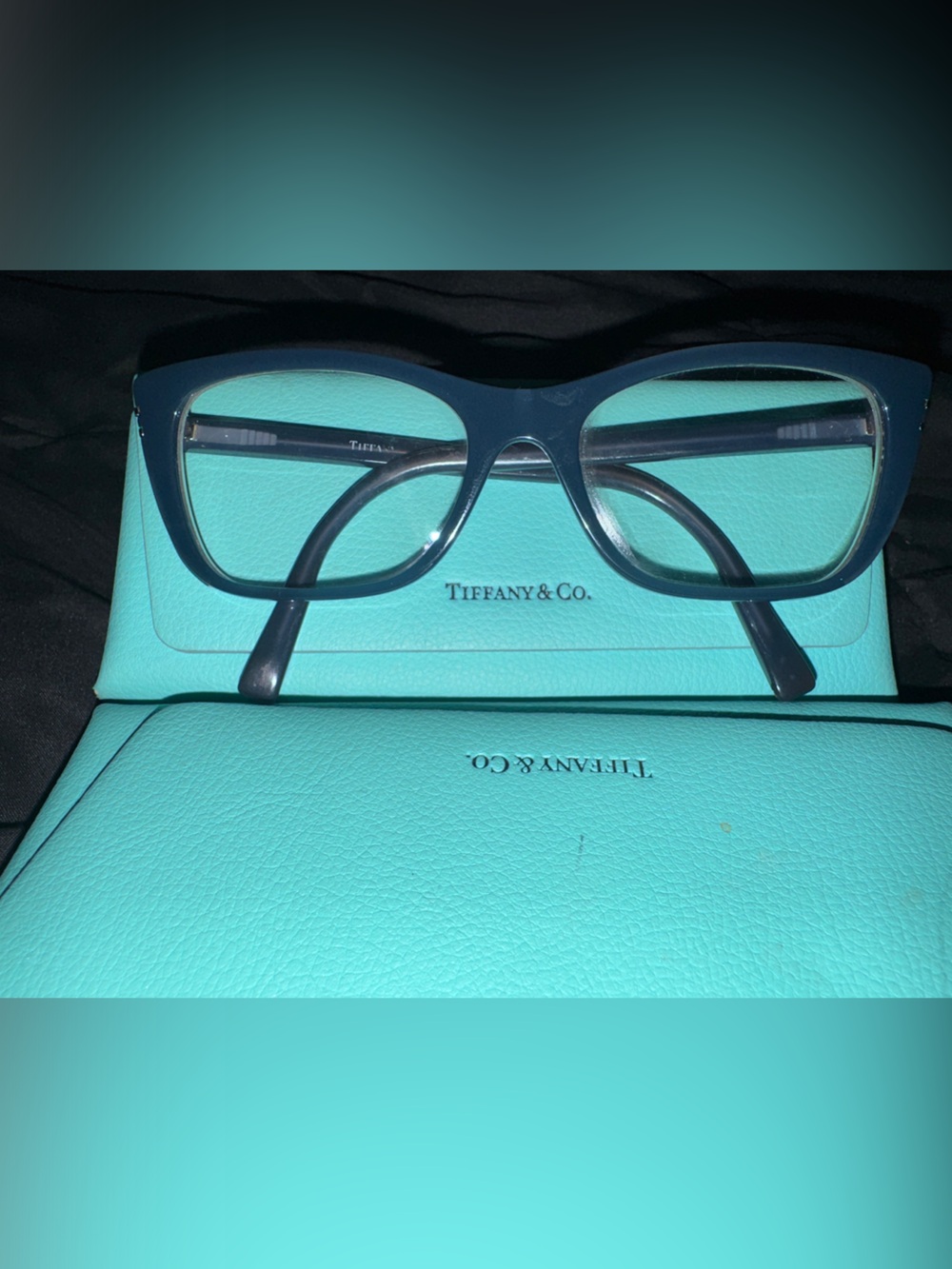 Tiffany & Co. Teal Blue Rectangular Optical Frames